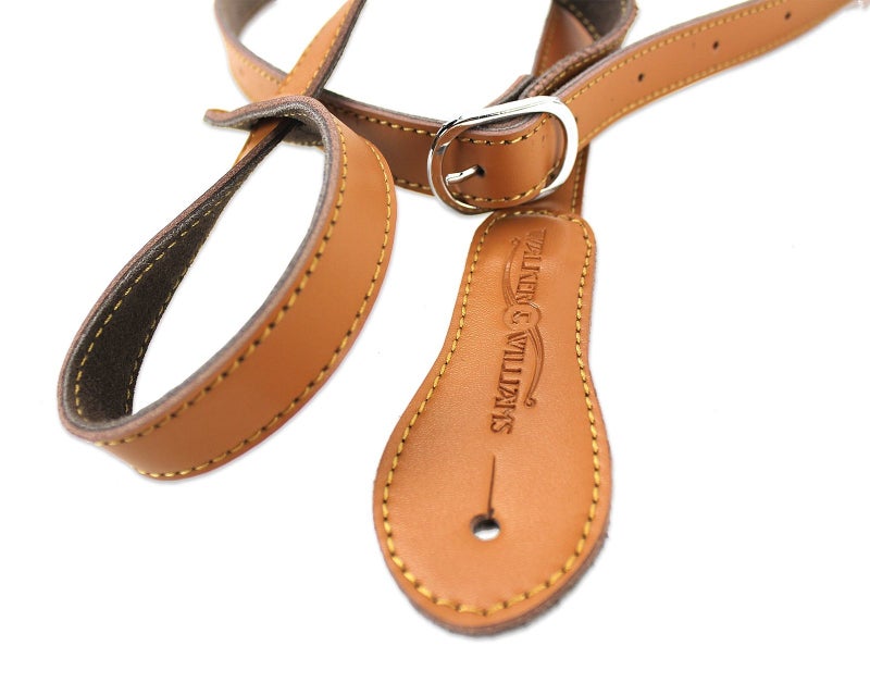 Walker & Williams M-78 Premium Tan Finish Thick Grain Leather Adjustable Mandolin, Mandola, Bouzouki Strap - Image 2
